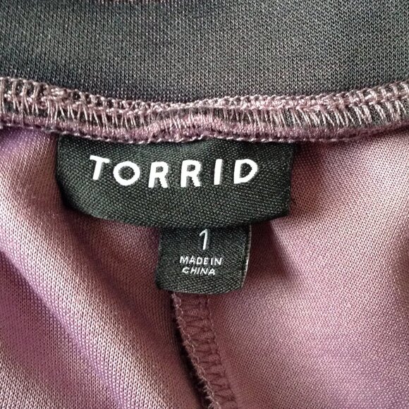 Torrid Women's Casual Knit Joggers Purple Black Tie Dye Stretchy Size 1 Comfy - Picture 6 of 6